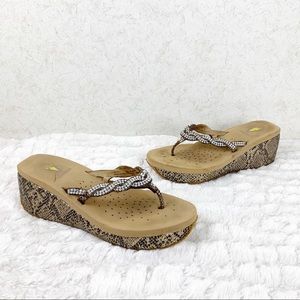 Volatile snake rhinestone thong platform sandals